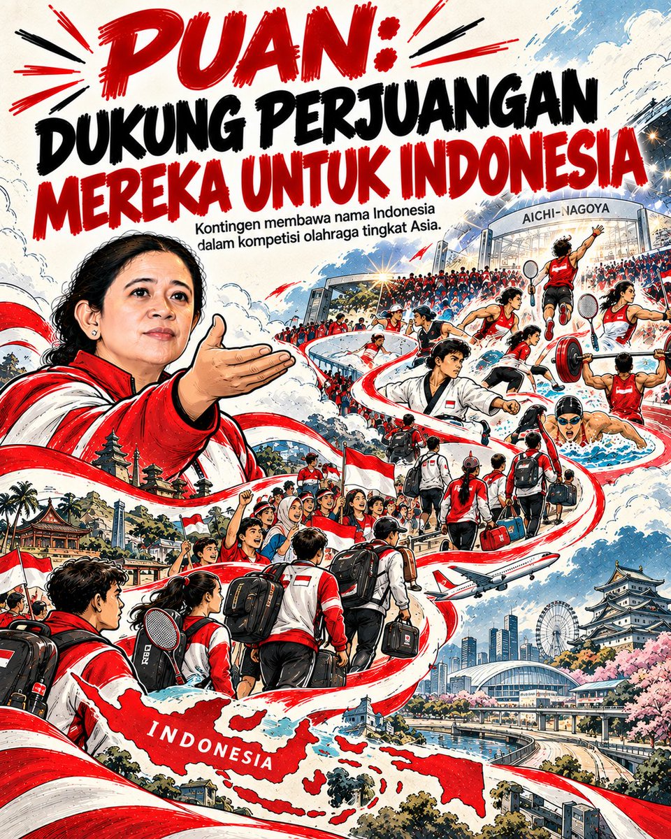 Adistiyarima's tweet photo. Puan ajak masyarakat dukung perjuangan mereka untuk Indonesia, kontingen siap membawa harum nama bangsa dalam kompetisi olahraga tingkat Asia di Aichi-Nagoya. #puanku #puankoe #puanmhrn #puanmaharani https://t.co/UklfvXBLuq