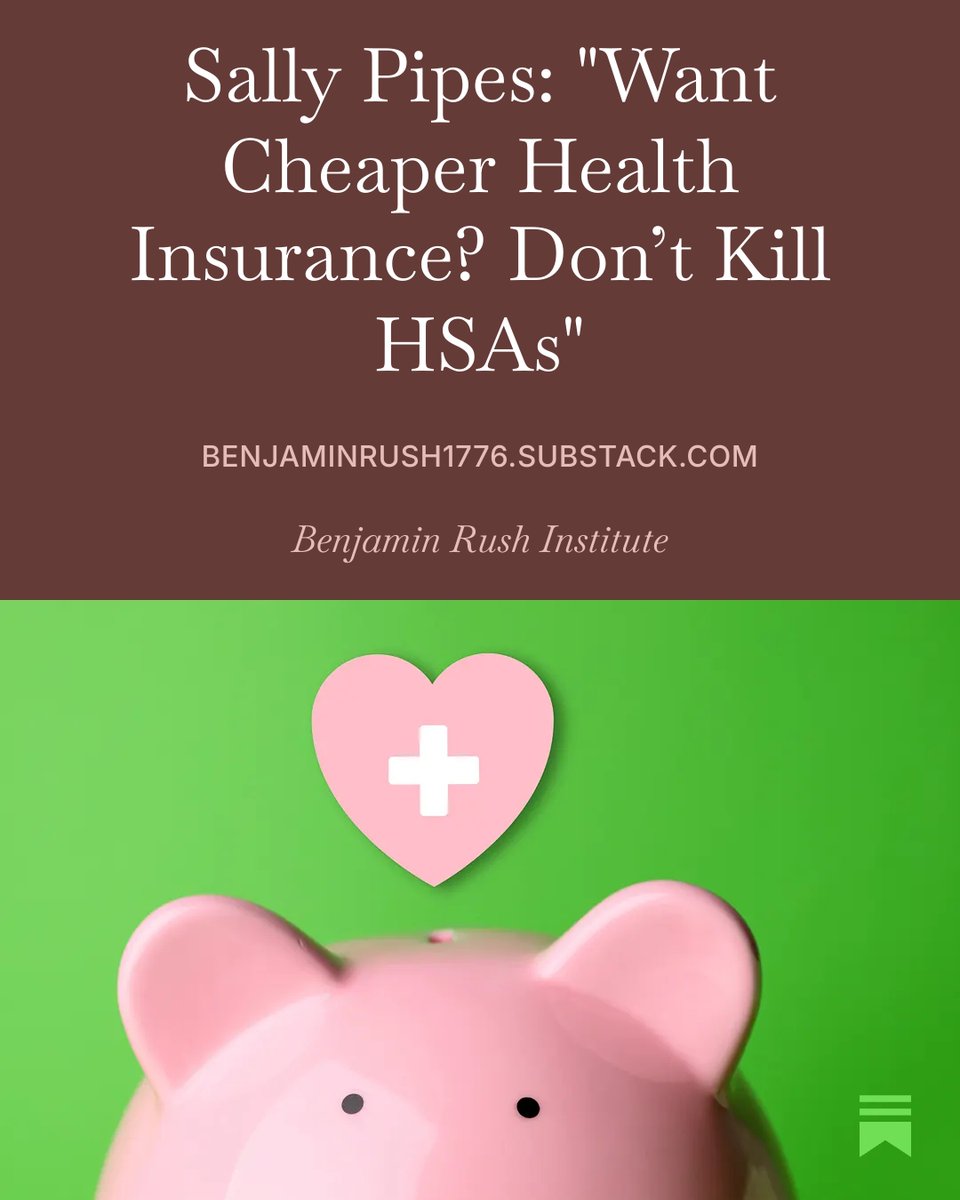 BenjaminRushX's tweet photo. HSAs give patients more control over their healthcare dollars and expose our health sector to the market forces it sorely needs. Policymakers should be expanding their accessibility—not plotting their demise.

More from BRI Founder &amp; Chair @sallypipes:
https://t.co/XbEmkWlgs4 https://t.co/lWQVFCJIoK