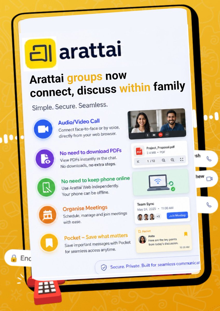 Bindicom's tweet photo. 🇮🇳 Arattai groups enables group chats for family, friends and relatives. Where group admins can manage permissions, connects, ensuring a smooth communication experience #atmanirbhar #swadeshi #arattai #indian #Madeinindia #startup #chating #groups @arattai https://t.co/PjTyikbgvW