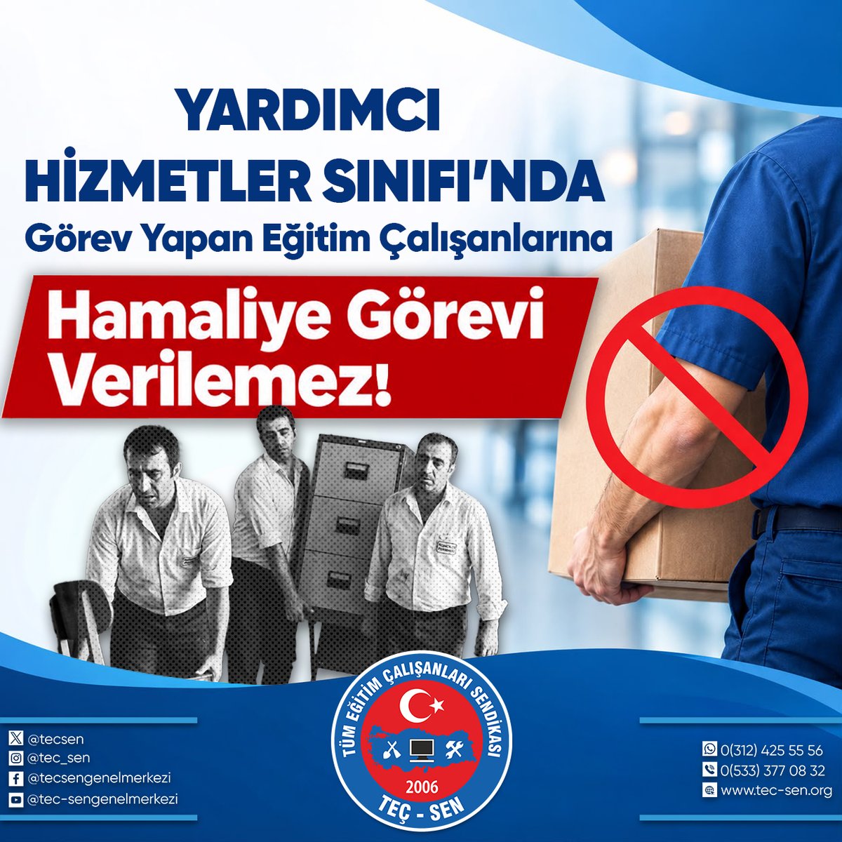 tecsen's tweet photo. 657 Sayılı Devlet Memurları Kanunu’nun 36. maddesinde Yardımcı Hizmetler Sınıfı “kurumlarda her türlü yazı ve dosya dağıtmak ve toplamak, müracaat sahiplerini karşılamak ve yol göstermek, hizmet yerlerini temizlemek, aydınlatmak ve ısıtmak, basit bakım ve onarım işlerinde çalışmak gibi ana hizmetlere yardımcı nitelikteki görevleri yapanlardan oluşan hizmet sınıfı” olarak tanımlanmıştır.
 
Yukarıdaki açık düzenlemeden de anlaşılacağı üzere, Yardımcı Hizmetler Sınıfı kapsamında görev yapan personelin görevleri yardımcı hizmet niteliğindeki işlerle sınırlı olup; temizlik, evrak dağıtımı ve benzeri destek hizmetlerini kapsamaktadır.
 
Ağır eşya taşıma, nakliye veya hamaliye niteliği taşıyan işlerin bu görev tanımı kapsamında değerlendirilmesi mümkün değildir. Bu tür görevlendirmeler hem ilgili mevzuata hem de kamu görevlilerinin kadro ve görev tanımlarına ilişkin temel ilkelere açıkça aykırılık teşkil etmektedir.
 
Bu kapsamda; Genel Merkez Yönetim Kurulumuz tarafından; 657 sayılı Kanuna aykırı şekilde verilen hamaliye ve nakliye işleri kapsamındaki görevlendirmelere karşı sendikal eylem kararı alınmış, üyelerimizin görev tanımları dışında kalan bu tür görevlendirmeleri yerine getirmemeleri, bu tür hukuka aykırı görevlendirmelerle karşılaşılması halinde durumun yazılı olarak idareye bildirilmesi ve sendikamızın aldığı eylem kararı doğrultusunda hareket edilmesi hususları kararlaştırılmıştır.
 
Hiçbir kamu çalışanı görev tanımı dışında angarya işlerde çalıştırılamaz.
 
Hukuka aykırı her uygulamanın karşısında, üyelerimizin yanında olmaya devam edeceğiz
 
Haklarımızı biliyoruz, geri adım atmıyoruz! Birlikte güçlüyüz, birlikte başaracağız!
 
TEÇ-SEN GENEL MERKEZİ

Dilekçe için link

https://t.co/mcaxf2KosS