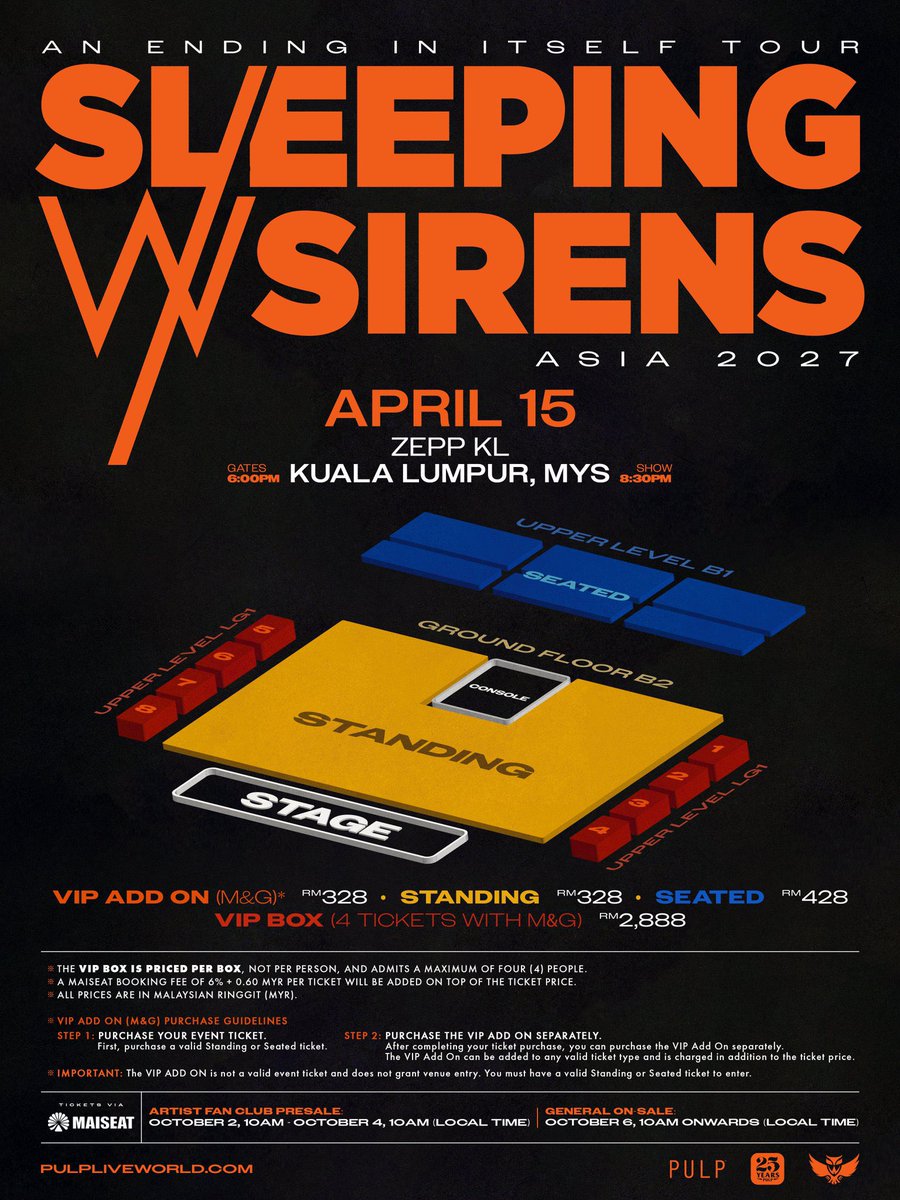 natasyafanaa's tweet photo. [TICKETING SERVICE]

SLEEPING WITH SIRENS IN KL

🇲🇾 15 April 2027
📍Zepp, KL

🔆 Service Charge : RM70 per tix
🔆 No cancellations,if cancel no refund
🔆 Very experienced team
🔆 Fully refundable except for sc

✅✅✅✅✅

#SWSINKL #SLEEPINGWITHSIRENSINKL https://t.co/ymcB2i8fK8