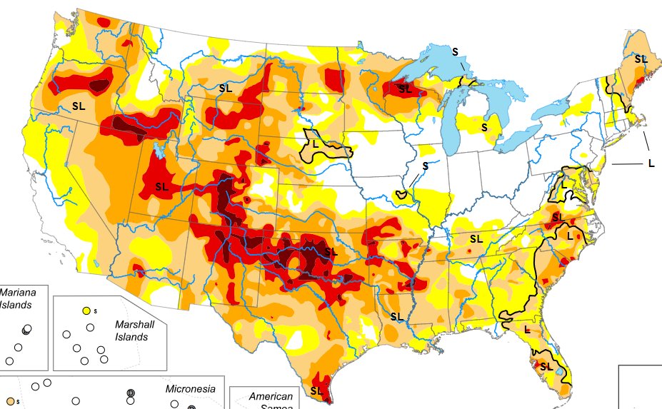rayinsight's tweet photo. @BackpirchCrew Given the current drought map, if its a slow but widespread rain event across the mainland maybe it would be beneficial? https://t.co/BtmTuys8gW