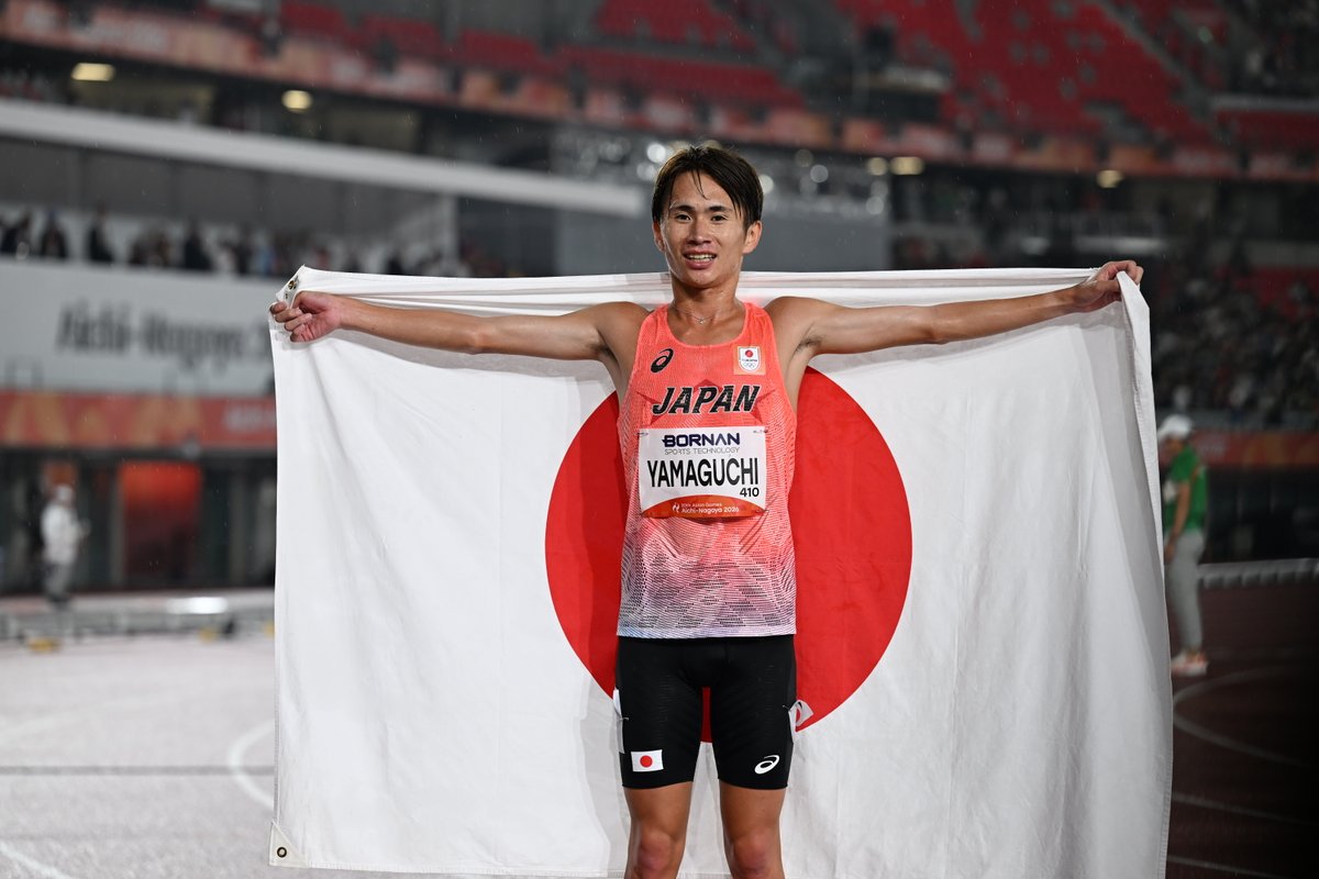 Getsuriku's tweet photo. #名古屋アジア大会
男子5000m
山口智規（SGホールディングス）が日本勢32年ぶりメダルの2位！🥈
自ら仕掛けてメダル獲得！
タイムは13分31秒43

森凪也（Honda）は13分35秒55の4位

13分30秒79で優勝のB.バレウ🇧🇭は10000mに続く金👑👑 https://t.co/mNiBn0p3Vd
