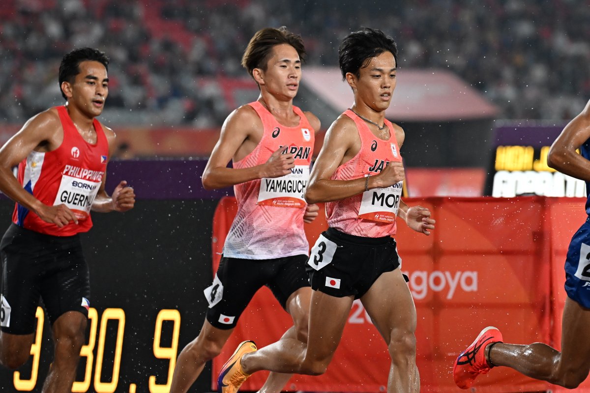 Getsuriku's tweet photo. #名古屋アジア大会
男子5000m
山口智規（SGホールディングス）が日本勢32年ぶりメダルの2位！🥈
自ら仕掛けてメダル獲得！
タイムは13分31秒43

森凪也（Honda）は13分35秒55の4位

13分30秒79で優勝のB.バレウ🇧🇭は10000mに続く金👑👑 https://t.co/mNiBn0p3Vd