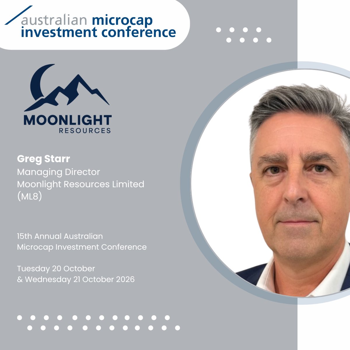 AusMicrocap's tweet photo. We're excited to hear from Moonlight Resources Ltd (ML8) @MoonlightRes_  at this year's October Melbourne Microcap Investment Conference 2026! #AusMicrocap https://t.co/RUP01Kce5K https://t.co/fH8MN0jjcB