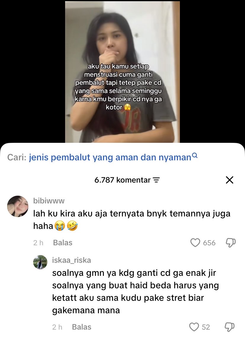 itszweedy's tweet photo. Awalnya pas baca kek “ah ga mungkin” tapi pas liat komentarnya kek hah?? Beneran ada yang ga ganti selama seminggu??

Ih apa ga bau?? Aku yg tiap ganti pembalut aja ganti CD 😭😭 https://t.co/YsaMY9ly5Z