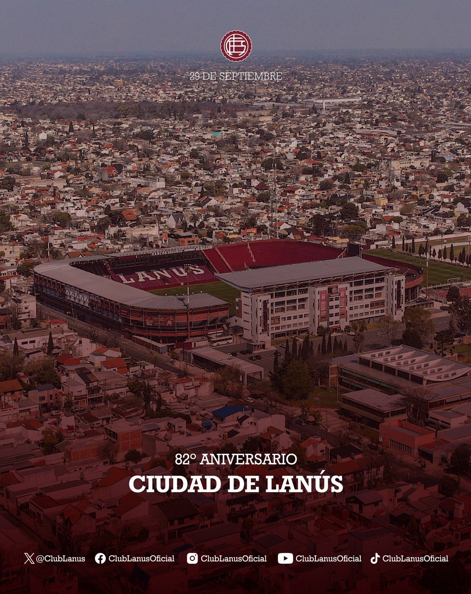 clublanus's tweet photo. 🙌 Hoy celebramos juntos el 82.º aniversario de la autonomía de la Ciudad de Lanús.

Llevás nuestro nombre y nuestra identidad también es la tuya. Te amamos 🇱🇻❤️ https://t.co/slKJXEy380