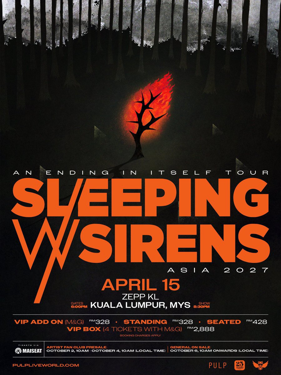 Itsmeannxsa's tweet photo. OPEN TICKETING SERVICE FOR SLEEPING WITH SIRENS IN KL! <3 🎫

💸 Service charge : RM 50/tix (local malaysian) &amp; 25USD (for international) (50% refundable if unable to secured)

🫂  Very experience &amp; work in a team! <3 

💌 DM TO BOOK YOURS! 

#SWSINKL #SLEEPINGWITHSIRENSINKL https://t.co/t6nveNrW3Z