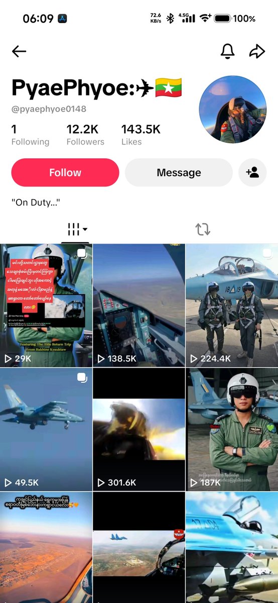 motokiddies's tweet photo. A Myanmar military pilot, Pyae Phyo Aung, shamelessly took to TikTok to boast about carrying out an airstrike on a crowded civilian market in Rakhine State. The people of Myanmar deserve justice, not international silence.@UN @ASEAN 
#WhatsHappeningInMyanmar #Rakhine #WarCrimes https://t.co/B52nb4eAl6