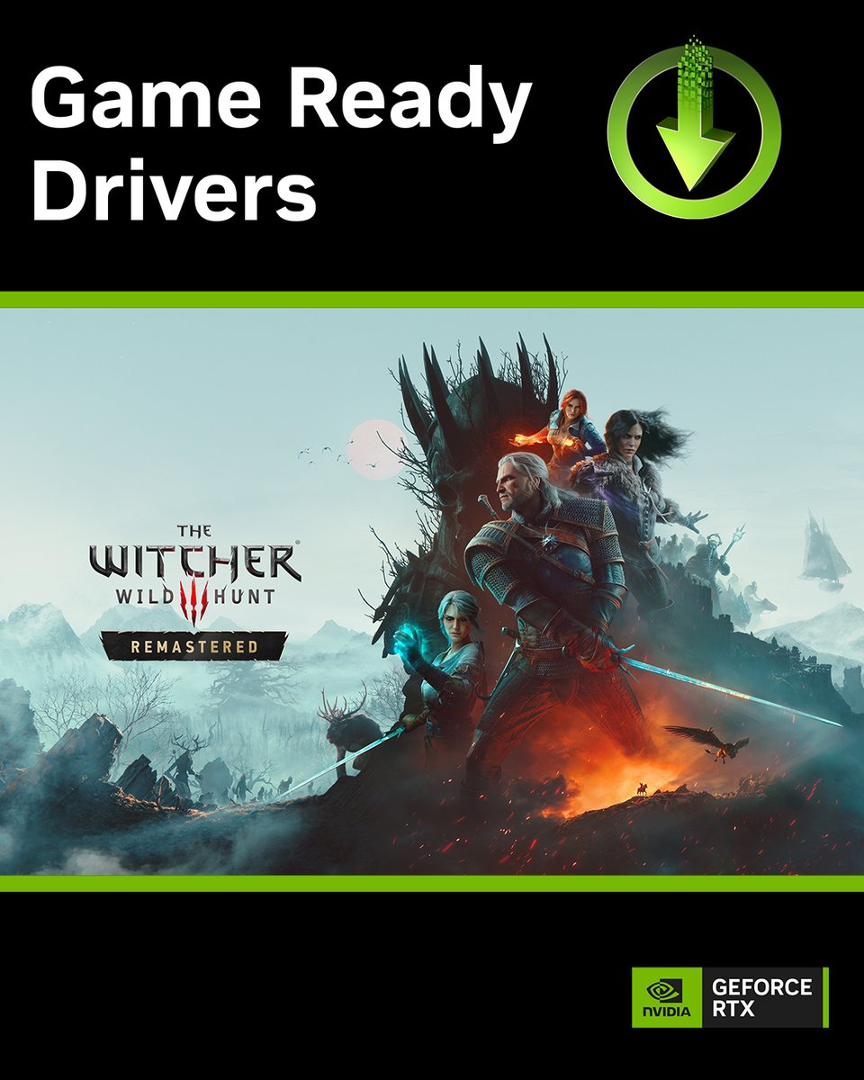 NVIDIAGeForceDE's tweet photo. Lade unseren neuesten Game Ready Driver herunter – für das beste Erlebnis in The Witcher 3: Wild Hunt — Remastered, jetzt verbessert mit Path Tracing + DLSS 4.5. https://t.co/uPx5fSCtnW