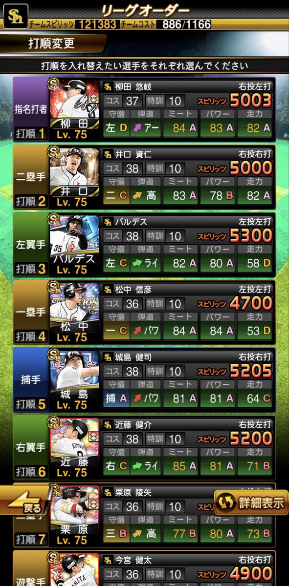 aaaa24930's tweet photo. ダイマックスハード打線できた
#プロスピ

ズレータ欲しい。 https://t.co/Z1pIdpOVOj