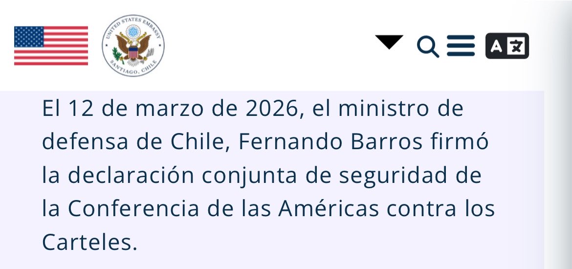 hernan_sr's tweet photo. 🚨URGENTE/ EL CANCILLER PÉREZ LE MINTIÓ A TODO CHILE 

Chile SI firmó el escudo de las americas, no fue el, tampoco Kast, mandaron a firmar al ministro de defensa Barros, al otro día de que asumiera Kast. 

El mismo embajador de EEUU, Judd lo publicó en un tweet, salió
en la prensa y la misma página oficial del gobierno de Estados Unidos lo tiene publicado. 

Al gobierno de Kast volvió a quedar en evidencia, son todos mentirosos. 

#Venegas #Interpelacion 

FUENTES:

https://t.co/MtkKEMs4gj

https://t.co/Gs0scZa6gG

 https://t.co/vrfyvdmLHl