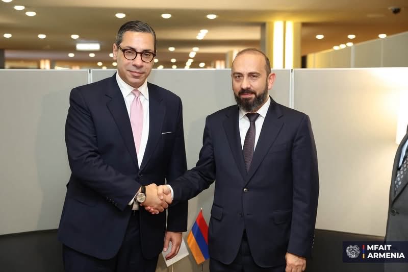 ArmEmbCyprus's tweet photo. 🗓️ September 25 | 📍 New York

🇦🇲🇨🇾 Foreign Ministers Ararat Mirzoyan and Constantinos Kombos discussed strengthening Armenia–Cyprus cooperation, with a focus on high-tech, trade, tourism, regional developments, and multilateral cooperation. https://t.co/lx4islk5Dv