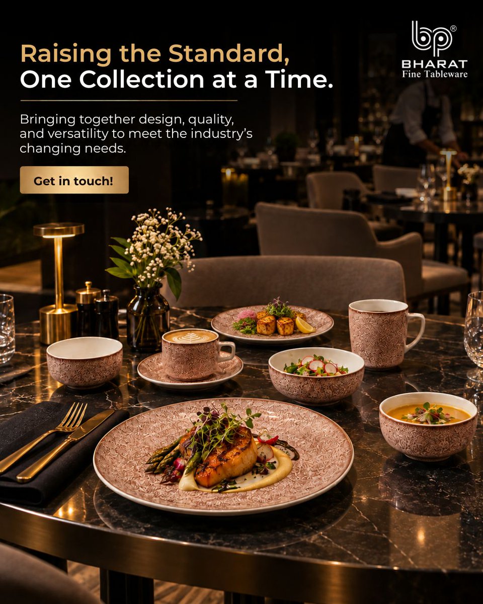 bharat_ctpl's tweet photo. The table has a look.
The space has a mood.
The tableware ties it all together.
BP Bharat brings thoughtfully designed collections for hospitality spaces where every detail matters.
#BPBharat #HoReCa #ProfessionalTableware https://t.co/koZ2S8FEzP