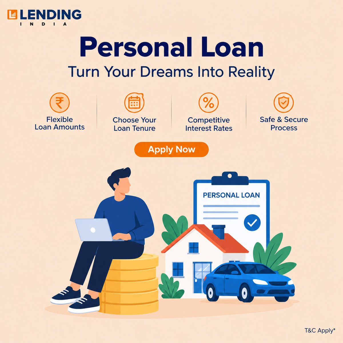 india_lending's tweet photo. Turn Your Dreams Into Reality with a Personal Loan! 

Need extra funds for your next big plan? Whether it’s a home upgrade, a new car, education, travel, or personal expenses — get the financial support you need.

#PersonalLoan #Loan #InstantLoan #LoanOffer #FinancialSupport https://t.co/iSMr9kGsKH
