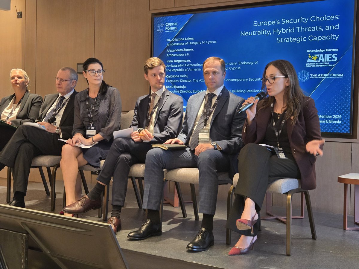 ArmEmbCyprus's tweet photo. On September 29, Ambassador Inna Torgomyan participated in the Cyprus Forum in Nicosia.

🔹 Speaking on the panel “Europe’s Security Choices,” she shared Armenia’s experience in addressing hybrid threats and discussed Europe’s evolving security challenges. https://t.co/HoVgpKSYgx