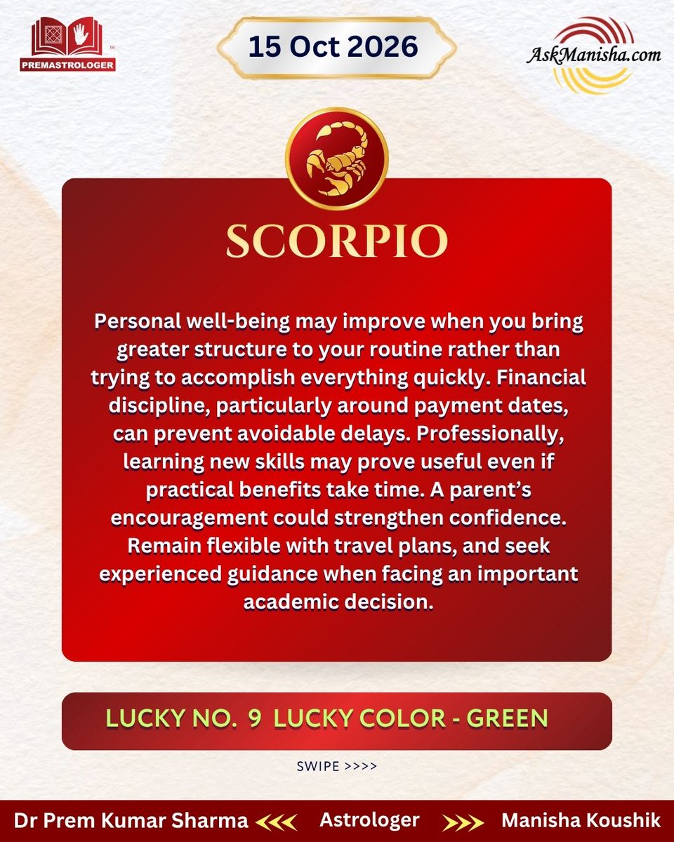 KoushikManisha's tweet photo. Love, Money or Fame? Whatโs in store for you? Explore the daily horoscope.
** Horoscopes are based on the Sun sign.
Reach us atย +919212144479 https://t.co/JLWUeUXZM3
Read More:ย https://t.co/eM8Ybhidb5
#leo #virgo #libra #scorpio https://t.co/ONdTRRKIdT