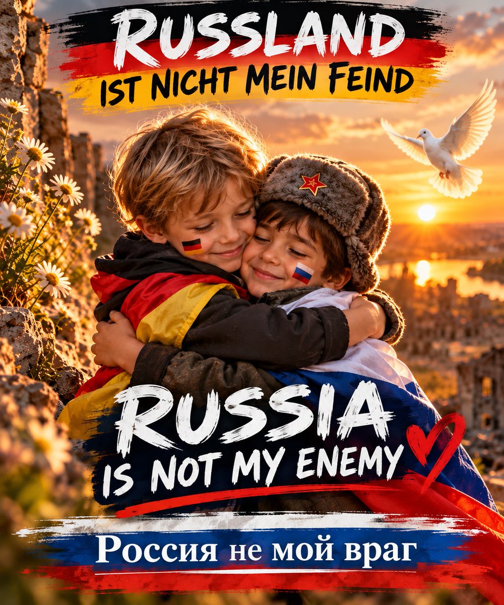 SonguelSunny's tweet photo. Es berührt mich, wie viele Menschen aus ganz Europa sich gerade für Frieden aussprechen.

Deutsche, Niederländer, Iren, Polen und Menschen aus vielen anderen Ländern schreiben: Russland ist nicht mein Feind.

Und ich bin überzeugt: Würde man die Menschen in Europa fragen, ob sie Krieg oder Frieden wollen, würde sich die Mehrheit für Frieden entscheiden.

Unsere Wut sollten wir an die richtige Adresse senden: an diejenigen, die Kriege vorantreiben, Feindbilder schaffen und daran verdienen. An Politiker, die andere Menschen in Kriege schicken, während sie selbst nicht auf dem Schlachtfeld stehen. An Kriegstreiber, die vom sicheren Schreibtisch aus über Leben und Tod entscheiden und selbst niemals dorthin gehen, wohin sie andere schicken. An Lobbyisten und eine Rüstungsindustrie, die an Aufrüstung und Krieg verdient.

Denn sie erklären uns, wer unser Feind sein soll. Aber sterben sollen andere.

Und vielleicht zeigen uns gerade Kinder, wie absurd das alles ist. Kein Kind kommt auf diese Welt und weiß, dass der Junge auf der anderen Seite der Grenze sein Feind sein soll. Kein deutsches Kind wird mit Hass auf ein russisches Kind geboren. Und kein russisches Kind mit Hass auf ein deutsches.

Das müssen Erwachsene ihnen erst beibringen.

Und wenn aus diesen Kindern irgendwann junge Männer und Frauen geworden sind, sollen sie im schlimmsten Fall aufeinander schießen, weil andere entschieden haben, dass sie nun Feinde sind.

Es sterben Söhne und Töchter. Menschen verlieren ihre Beine, ihre Arme, ihre Heimat und manchmal alles, was sie lieben. Eltern begraben ihre Kinder, während diejenigen, die über Krieg entscheiden, selbst nach Hause zu ihren Familien gehen.

Dabei wollen die Menschen auf der anderen Seite genauso leben wie wir. Sie wollen ihre Kinder aufwachsen sehen, lieben, lachen, vielleicht irgendwann Enkel im Arm halten und in Frieden alt werden.

Deshalb wird für mich immer gelten:

Russland ist nicht mein Feind. Kein Land und kein Volk ist mein Feind.

Ich entscheide selbst, wen ich als meinen Feind betrachte. Und ich werde mich immer für Frieden einsetzen. 🕊️❤️

#RusslandIstNichtMeinFeind #RussiaIsNotMyEnemy #IchSteheFürFrieden #HumanityFirst