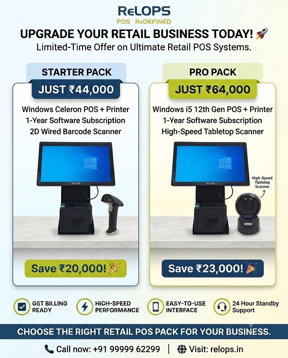 RelopsIndia's tweet photo. Upgrade Your #RetailBusiness Today!

Starter Pack – ₹44,000
✅ POS + Printer
✅ 1-Year Software Subscription
✅ 2D Wired Barcode Scanner

Pro Pack – ₹64,000
✅ i5 12th Gen POS + Printer
✅ 1-Year Software Subscription
✅ High-Speed Tabletop Scanner

📞 +91 99999 62299
#Relops https://t.co/AXq4gRZmbr