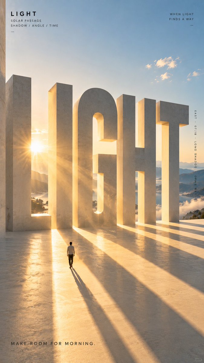 MrLarus's tweet photo. 🤯 Images 2.5 turned giant words into physical worlds!

Wind, water, trees, and light break through the typography.

1. WIND: fabric in motion  
2. TIDE: waves break through  
3. GROW: tree through type  
4. LIGHT: sunlight through letters  

✨ Great for poster design, visual experiments, and typography inspiration!

Prompts in replies 👇