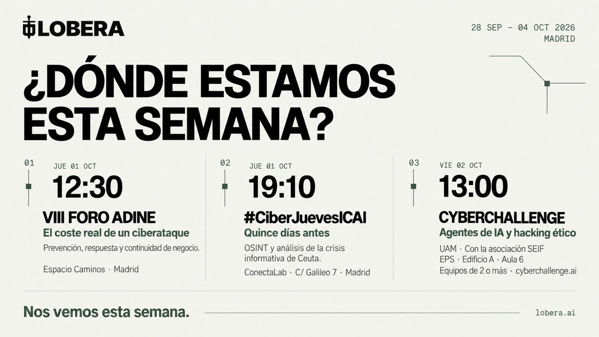 lobera_ai's tweet photo. ¿Quieres ponernos cara? Esta semana estaremos en varios sitios, así que, si tienes un rato, ¡ya sabes! 😉 https://t.co/m2aRnm8SDv