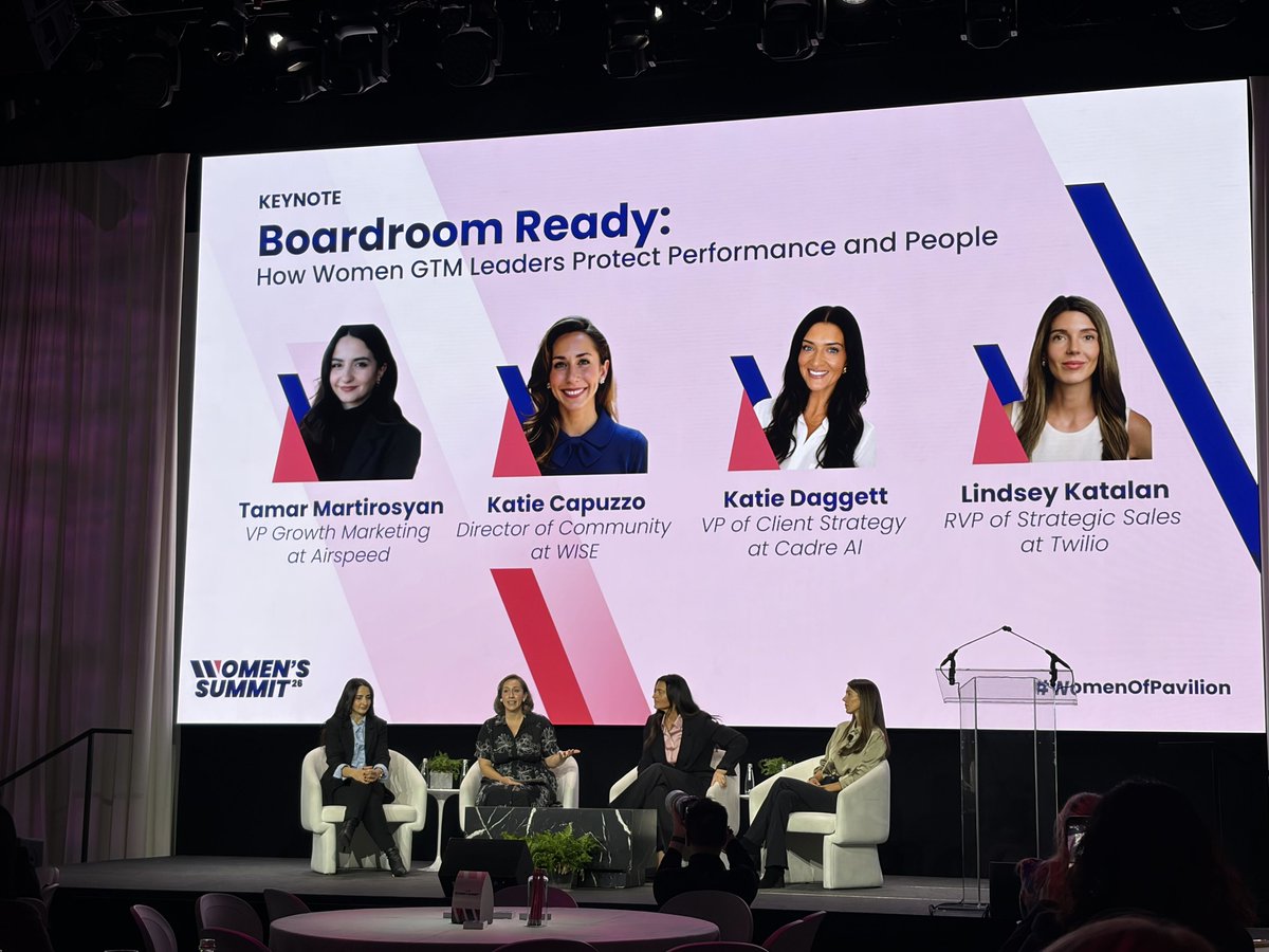 goairspeed's tweet photo. Yesterday, our VP of Growth Tamar Martirosyan joined Pavilion's GTM2026 Women's Summit to deliver the keynote on how women GTM leaders protect both performance and people.

We're so proud of her, and excited to spend the next few days with the Pavilion community. 

From today, you'll find our team (and some great merch & prizes) at booth 38.

Also, don't miss:
📍 Devang is flying a session tomorrow at 3:30 PM "If AI isn't increasing revenue per head, you're doing it wrong"
📍 We're inviting you to board a happy hour tomorrow from 6 PM at The Intrepid (sign up here: https://t.co/o8BUStoHC0)

A packed few days ahead. Come, say hi and meet the crew!