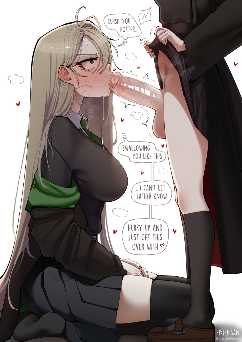 pikipiesan's tweet photo. rich popular girl malfoy tries to bully this nerd potter but ends up sucking her girlcock instead https://t.co/fmCTkyBtrb