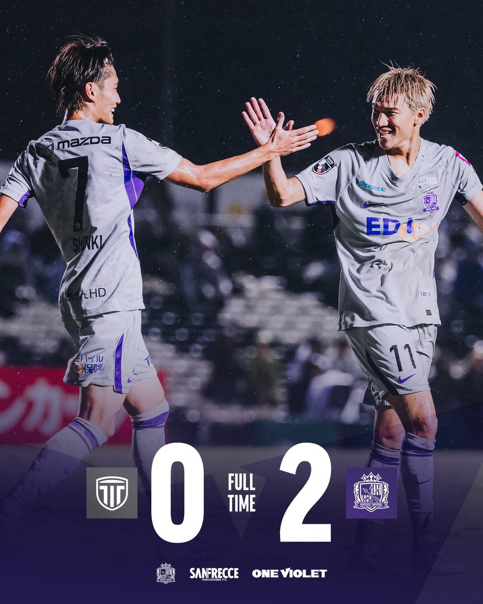 sanfrecce_SFC's tweet photo. ⏹️𝐅𝐔𝐋𝐋𝐓𝐈𝐌𝐄

🏆Jリーグ ヤマザキビスケット ルヴァンカップ 1stラウンド 2回戦
🆚栃木シティ
🔢0-2
⚽️鮎川峻, 加藤陸次樹

#sanfrecce #ONEVIOLET #ルヴァンカップ https://t.co/dJH8AaQ3xR