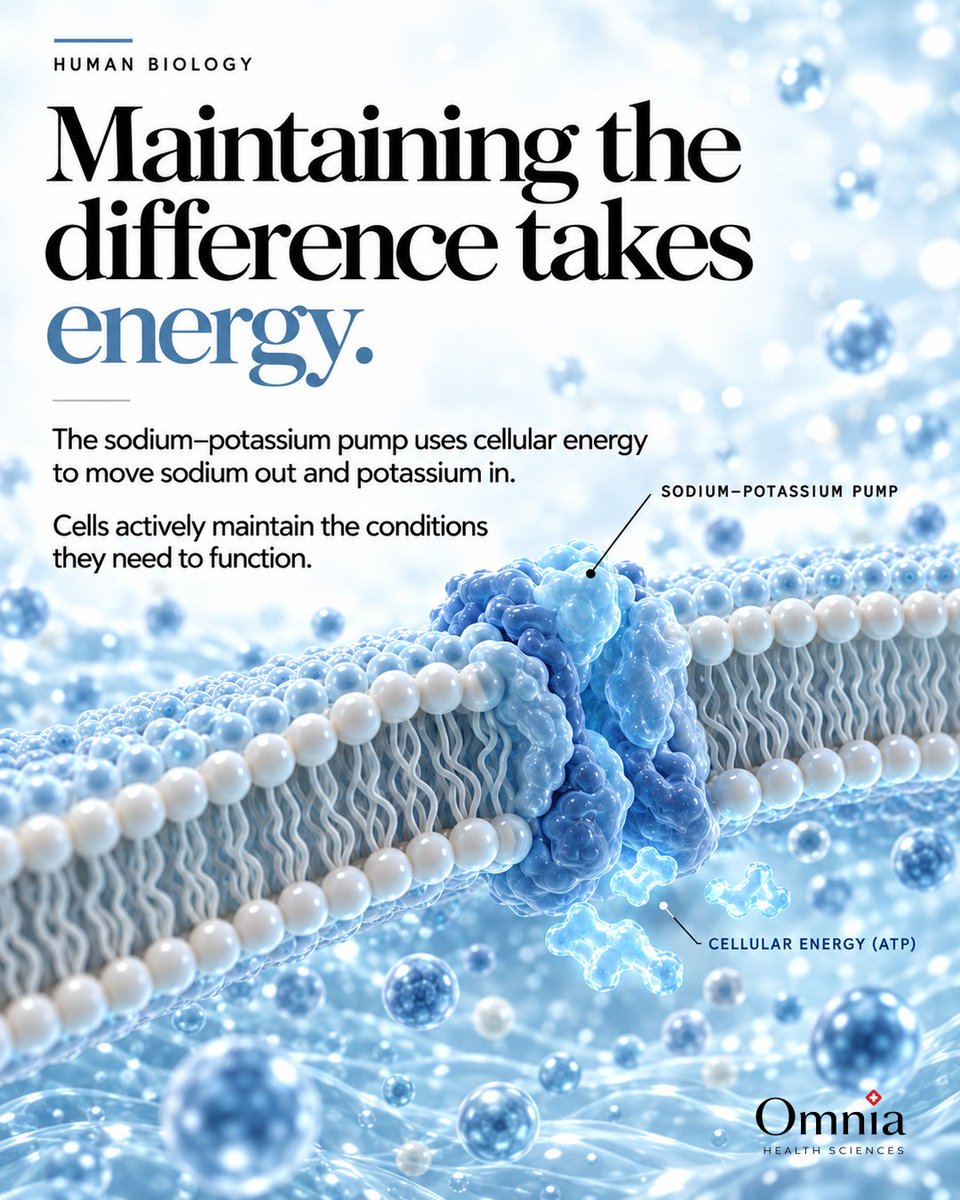 OmniaHealthS's tweet photo. Maintaining these gradients takes energy.

The sodium–potassium pump uses cellular energy to move sodium out of the cell and potassium in.

Learn more: https://t.co/00mUSC1XtZ
#HumanBiology #CellBiology https://t.co/Ct29ebQrY8