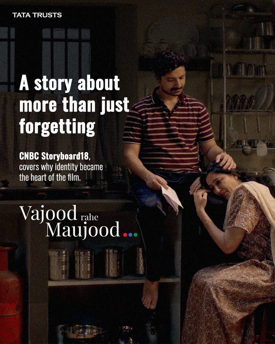 tatatrusts's tweet photo. Memory loss is often the first thing associated with dementia. But for ‘Vajood Rahe Maujood’, the creative opportunity lay in looking beyond what is forgotten to what can gradually feel lost, a person’s sense of self. As the creative director of the film reflects, memory loss would have been the easier story to tell, but identity loss held the ache of watching someone slip away while they're still right there. It's a feeling the film captures in its most emotional moment, when the son says, "main apni maa ko kho raha hoon."

The conversation with Storyboard18 explores how this shift towards identity shaped the film and why telling a story like this meant working closely with voices who understand dementia beyond the screen, including insights from the Dementia India Alliance and clinical experts, brought in to make sure the film's portrayal stayed honest to what families actually go through. At its heart, the film is an invitation to have a difficult conversation many families put off for far too long.

To read the full feature to discover the thinking behind the story, visit: https://t.co/xKumJPefoK

#VajoodRaheMaujood #DementiaAwareness #WorldAlzheimersMonth #TataTrusts