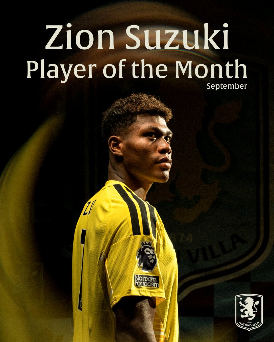 AstonVilla's tweet photo. Voted by you, Villans 🫵

Zion Suzuki is your Player of the Month for September 🇯🇵 https://t.co/sbCyNBgjE1