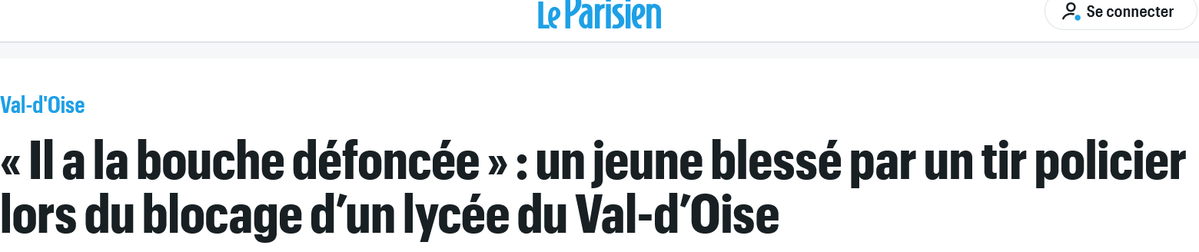 SapienceRebelle's tweet photo. @NinaSimone3194 N’oublions pas non plus qu’un mineur a été grièvement blessé lors d’une intervention policière, après qu’un agent a effectué un tir à très courte distance. Encore une bavure policière. ⬇️ https://t.co/9SF3g79jA5