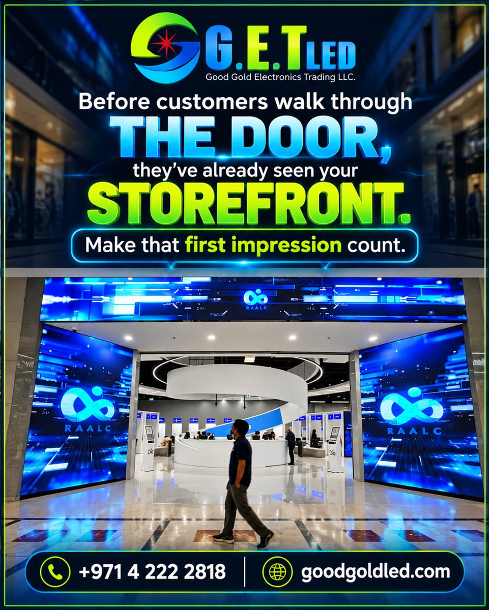 GoodGoldLed's tweet photo. Customers judge your storefront before they ever walk in. 👀

Make sure what they see is unforgettable.

📞 +971 4 222 2818 | 🌐 https://t.co/JL8sRvANXn
#RetailDisplay #LEDScreen #DigitalSignage #GoodGoldLED https://t.co/tHDxYPoukf