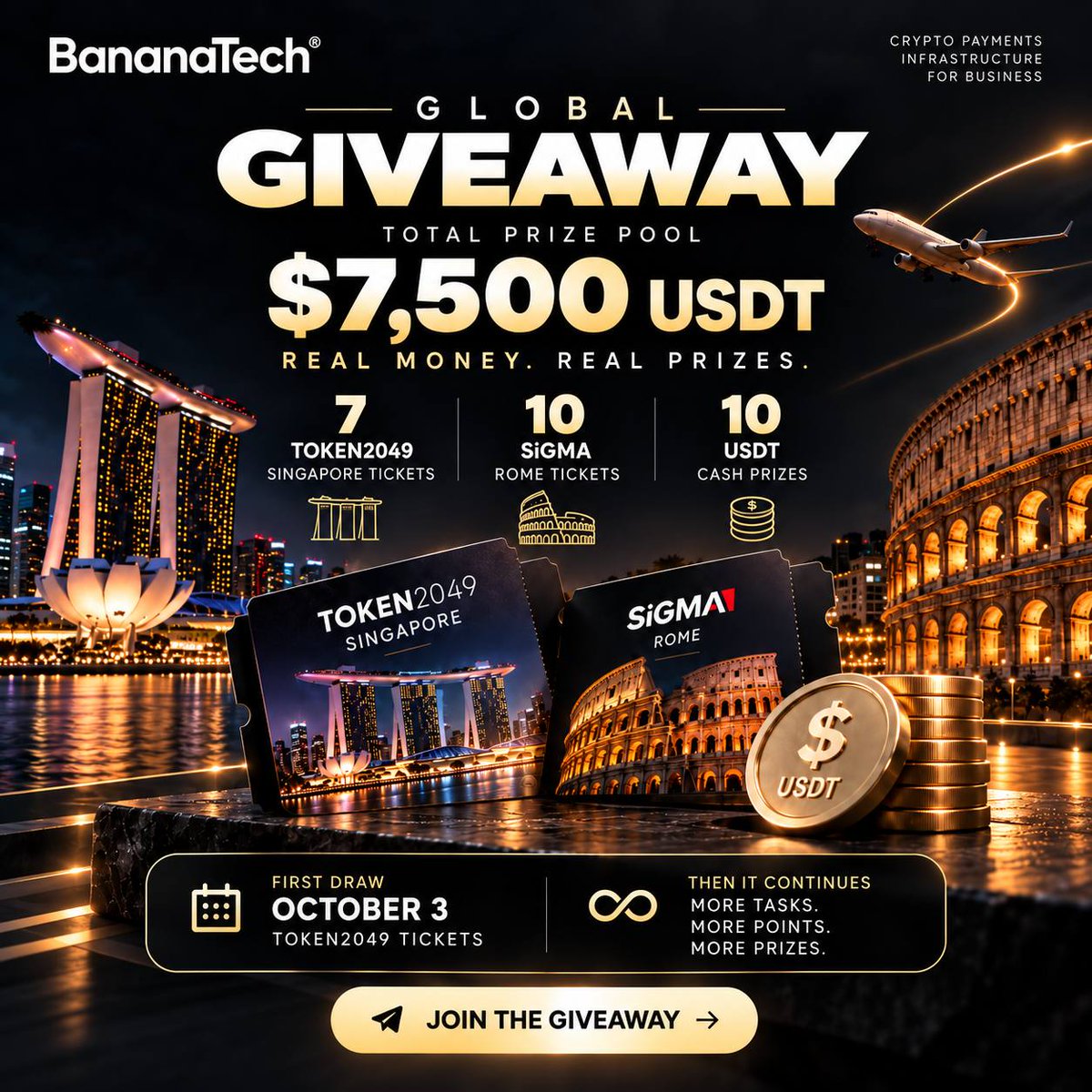 AirdropDet's tweet photo. 🔍 BananaTech #Airdrop 

🏆 Airdrop Pool: $7500 worth of rewards

🔴 Start the airdrop app: https://t.co/ukJofpe7QK

🔘 Do the tasks on the app &amp; submit your data.

🔘 Details: https://t.co/jv59rZVeIA

#Airdrops #Bitcoin #BananaTech #USDT #AirdropDetective https://t.co/RbG4SDE0Ah