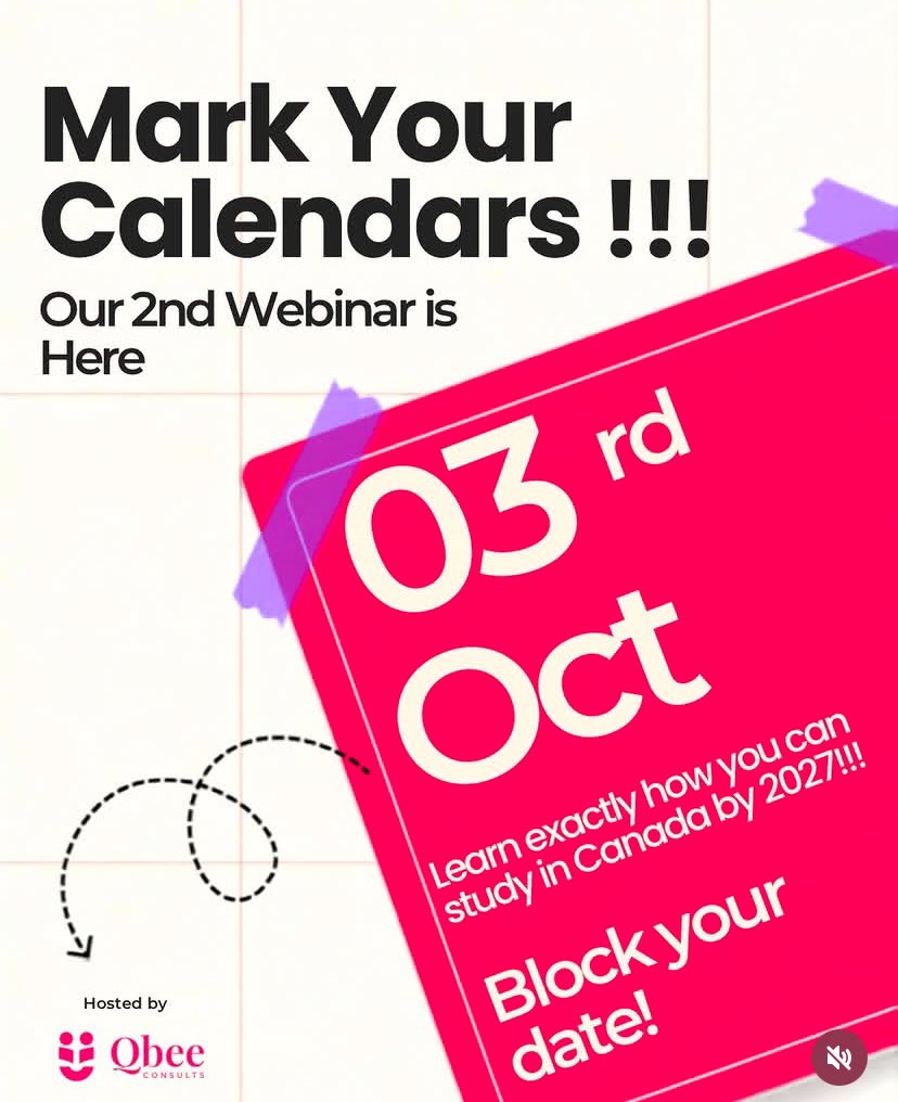 Qbeegroup's tweet photo. If you havenβt heard yet, on 3rd October 2027, weβll be hosting our 2nd webinar in partnership with the Global Growth Lead at Passage! ππ¨π¦
ποΈ Entry is completely free, and registration is currently open!
See you at the webinar! ππΎπ¨π¦
#studyabroad #studyabroadwebinar https://t.co/NGhp15QRzp