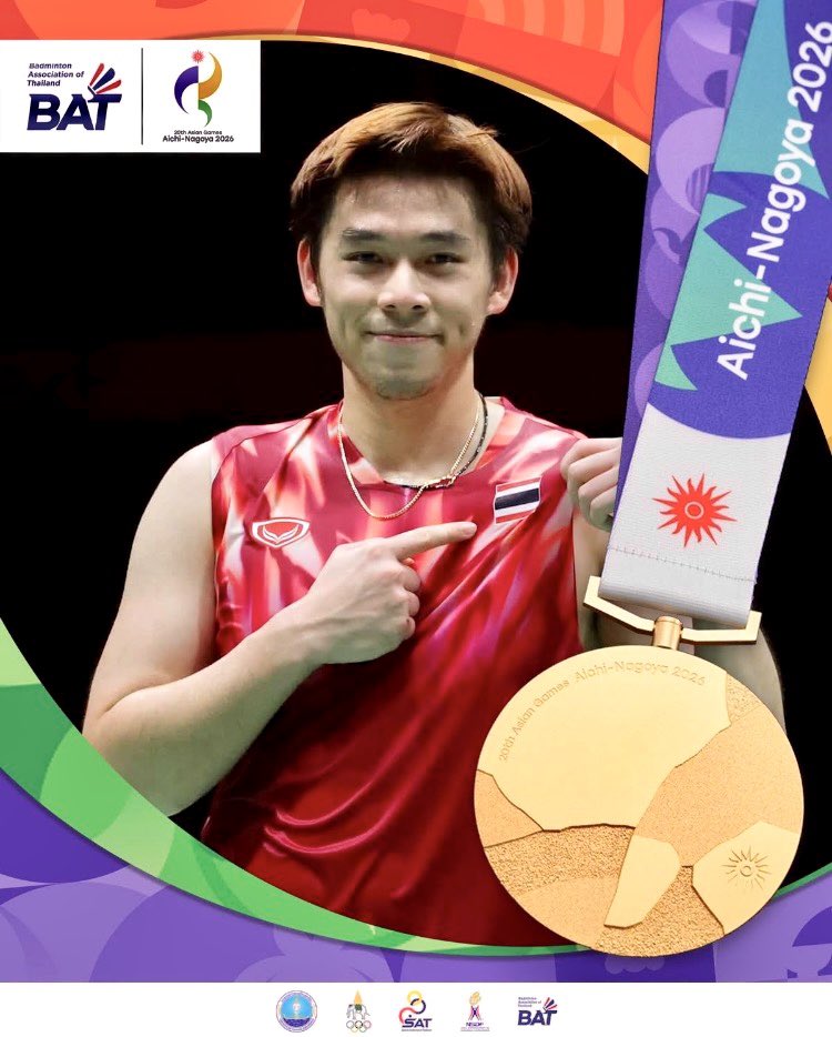 sorrasin's tweet photo. ‘วิว’ กุลวุฒิ บันทึกประวัติศาสตร์เป็นคนไทยคนแรกในรอบ 64 ปี คว้าเหรียญทองแบดชายเดี่ยว เอเชียนเกมส์ 2026
https://t.co/K7fiVibl07 https://t.co/Omy1V8qit7