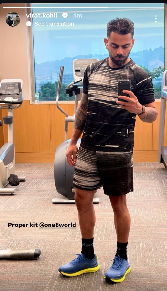 KohliHavoc's tweet photo. Virat Kohli in new One8 training kit😋🥵 https://t.co/ENlQrCylac