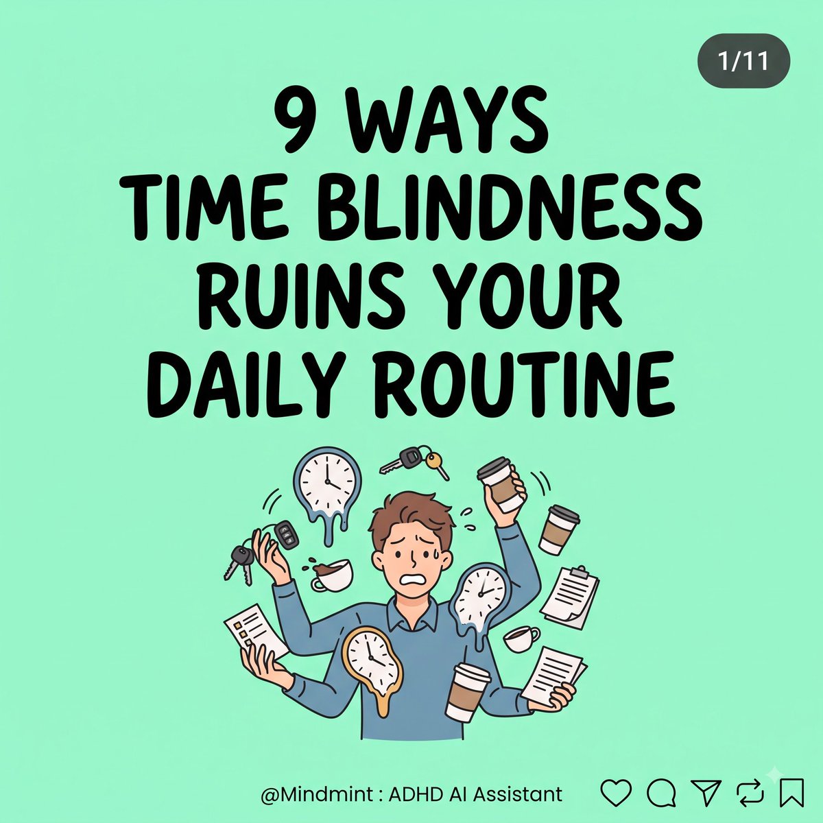 Mindmint_ADHD's tweet photo. Does it ever feel like the clock is personally messing with you? ๐ฐ๐ป
ADHD time blindness can turn a normal day into pure chaos.
#ADHD #TimeBlindness #ADHDBrain #ADHDLife #Neurodivergent #ADHDTips #ExecutiveDysfunction #TaskParalysis #MindMintApp https://t.co/4zltllVcbg