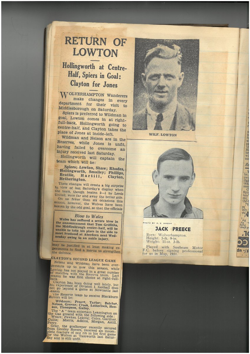 WolvesArchives's tweet photo. Wilfred George Lowton (1899-1963)
@Wolves captain Wilf Lowton made 198 appearances between 1929-1935. One newspaper described him as "one of the most popular and best players Wolves have ever had". This cutting dates from 1935 (DW-209/1/1).
#Wolves150 #WolvesLegends https://t.co/5B3EzHISAU