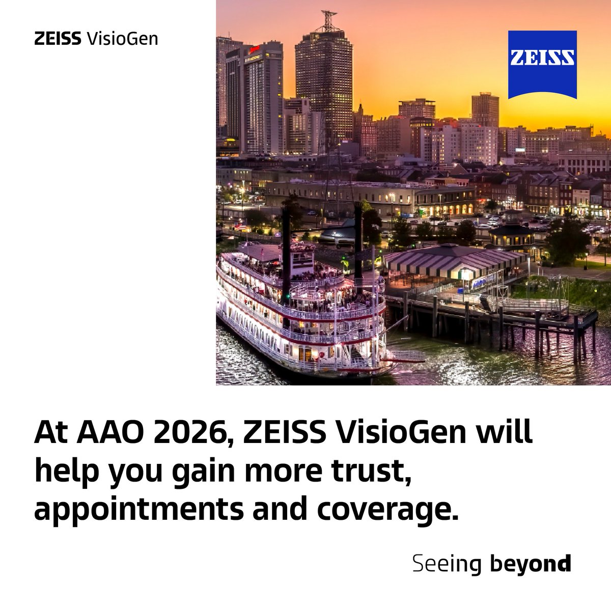 ZEISSVisioGen's tweet photo. The patient is online. Is your practice?

Questions do not follow office hours. Neither should patient engagement.

ZEISS VisioGen delivers 24/7 patient engagement with human verification.

Meet us at AAO 2026 | Booth 3719

See what your practice could be missing: https://t.co/Dc4t27Ez6D

#ZEISSVisioGen #AAO2026 #Ophthalmology #PatientEngagement #AAO2026 #AAO #AI #Uveitis #EyeHealth

*Not all products/services are available in all countries.