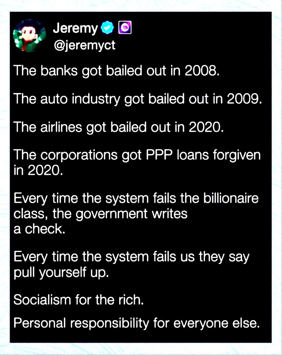 DeepLeftAndy's tweet photo. The rich get bailed out. The rest of us get the shaft.
https://t.co/Xhc0S21YD3 https://t.co/RMc8Wb221L