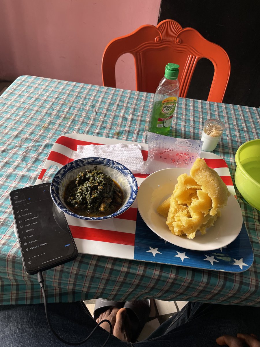 waggydey4you's tweet photo. First meal of the day na Editan soup and Eba. 😋🔥

Akwa Ibom food no dey ever disappoint! 😂❤️ https://t.co/TlLWnwnMAF