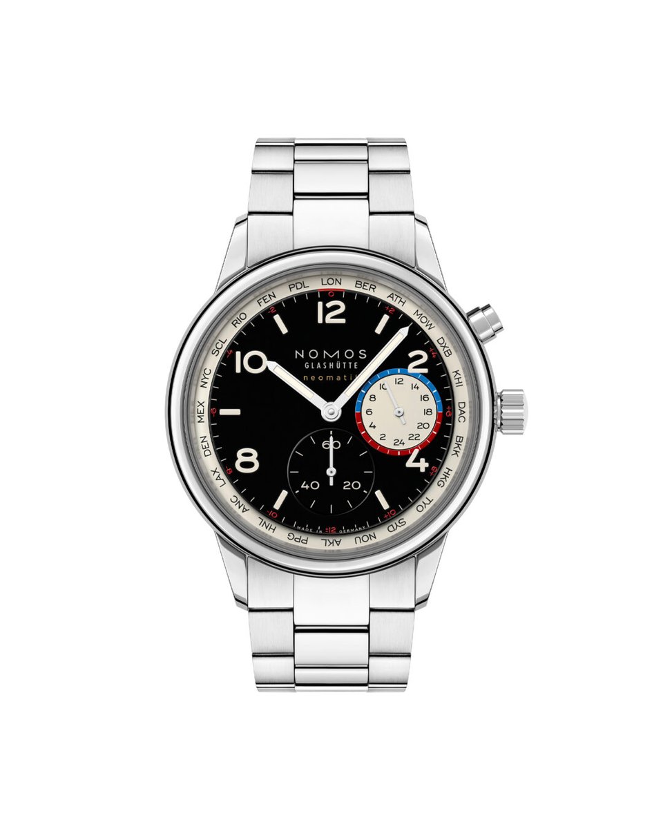 nomosglashuette's tweet photo. Enhanced focus, day and night: Introducing Club Sport neomatik #Worldtimer dark. Off-white numerals and hands, as well as a city ring and home time display are coated with Superluminova and glow blue in the dark Powered by the automatic caliber DUW 3202. 

https://t.co/qOchHDu81w https://t.co/KVFTXvWxkV