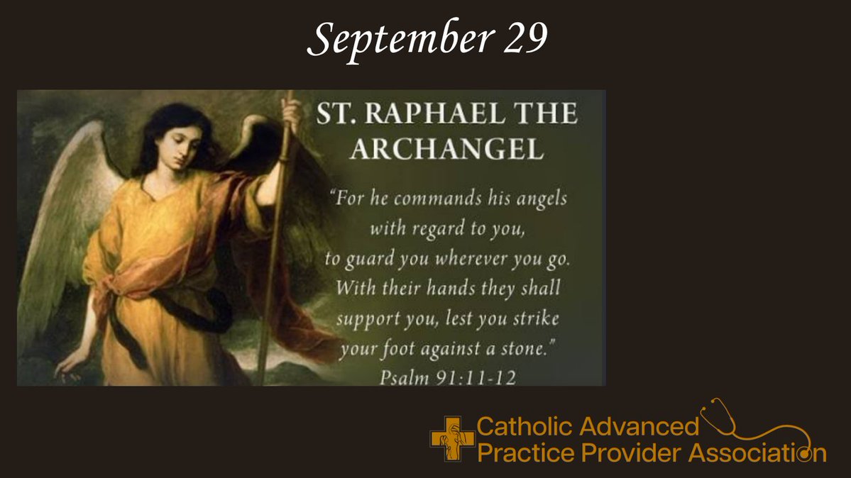 Catholic_appa's tweet photo. Today is the Feast of the Archangels-Michael, Gabriel, and Raphael.  In particular, we honor St. Raphael, whose name means "God heals," as the patron saint of bodily illness and medical caregivers. St. Raphael, pray for us!
#catholichealthcare #faithandmedicine
Image credit: EWTN https://t.co/0xNEw1qIZ3