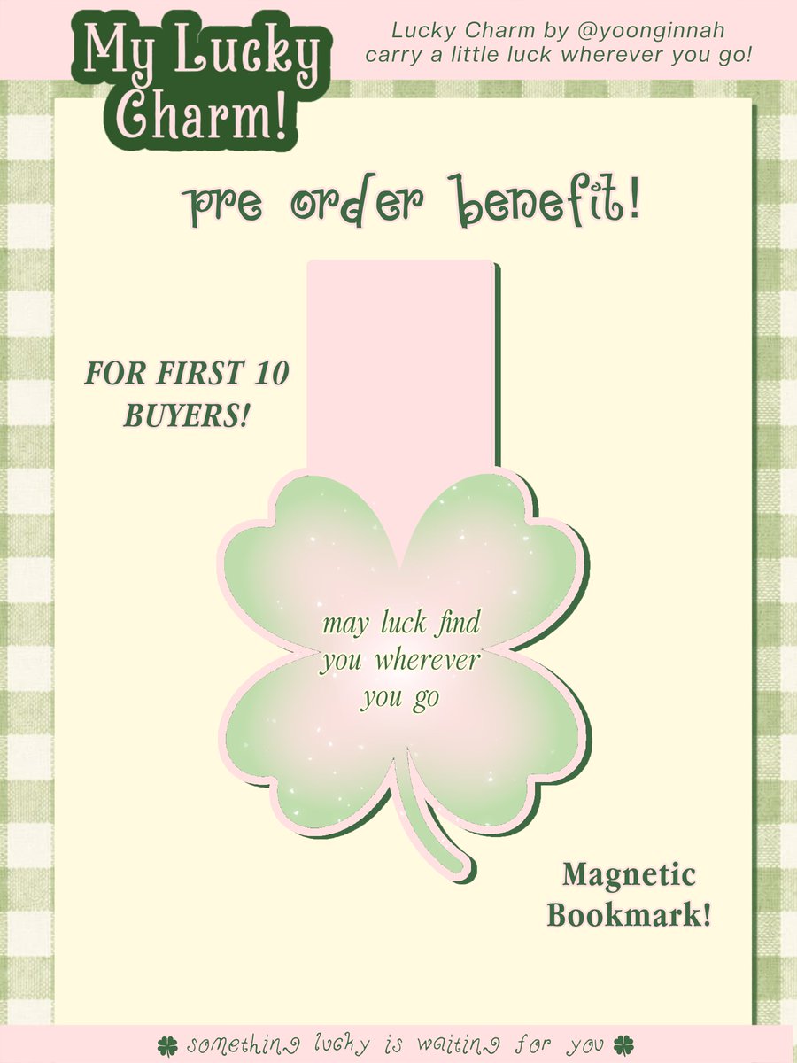 yoonginnah's tweet photo. 🍀୭˚. my lucky charm  🧷꩜˚.
 - something lucky is waiting for you.

doo/dp: 09.29 - 10.11
rembal: until 10.30

🍀order here: https://t.co/KNOYybcoXd

for sdm, DM me! https://t.co/ZmVmqmQlav
