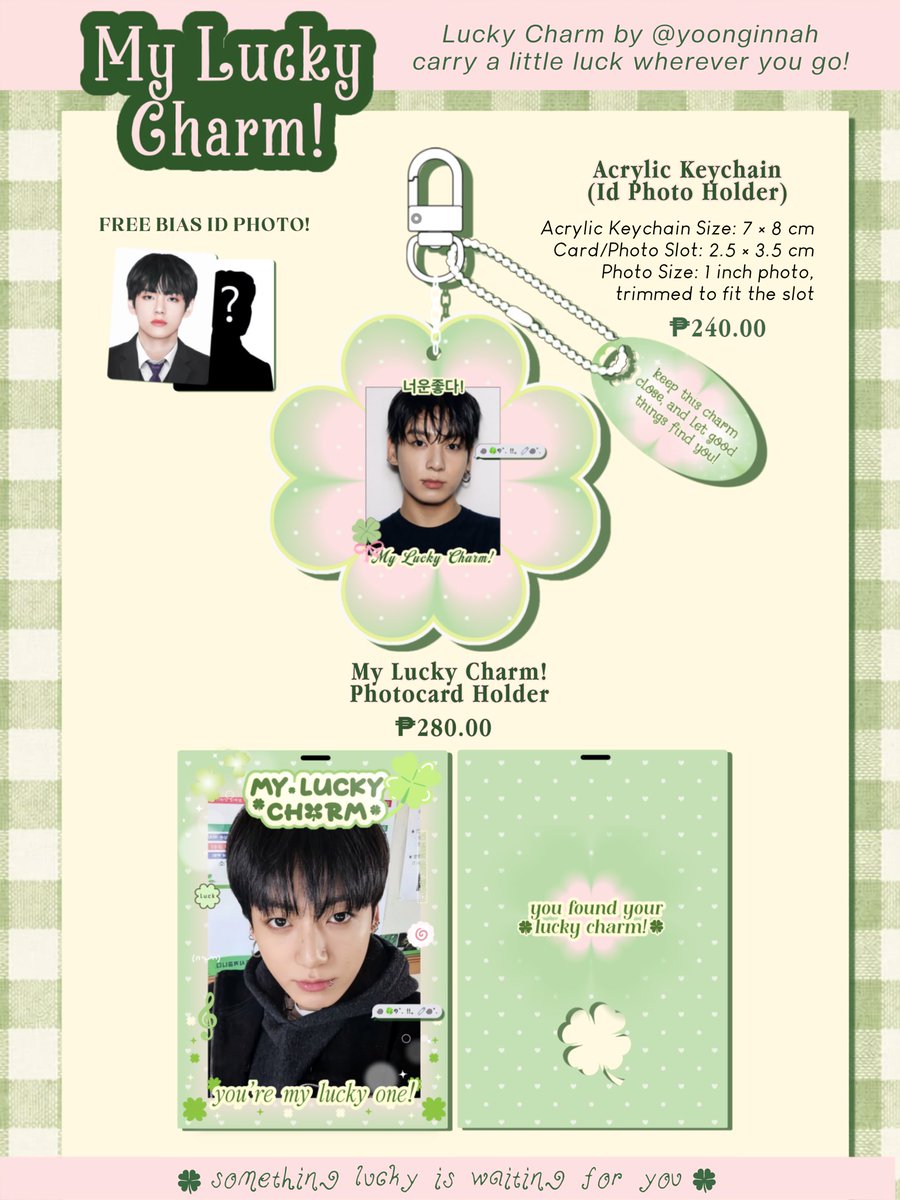 yoonginnah's tweet photo. 🍀୭˚. my lucky charm  🧷꩜˚.
 - something lucky is waiting for you.

doo/dp: 09.29 - 10.11
rembal: until 10.30

🍀order here: https://t.co/KNOYybcoXd

for sdm, DM me! https://t.co/ZmVmqmQlav