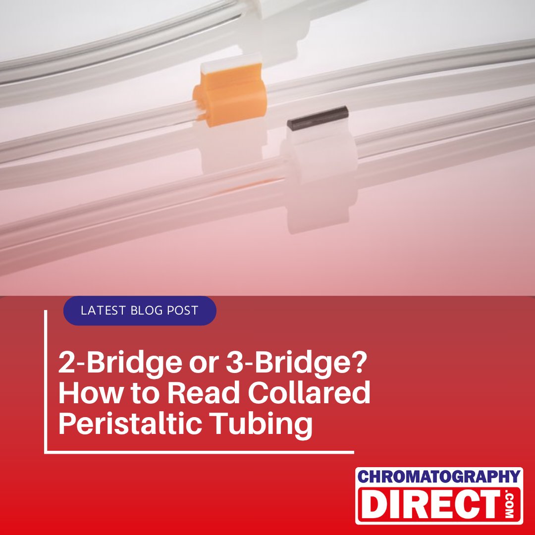 ChromDirect's tweet photo. 2-bridge = collar each side. Single-channel + most ICP autosamplers.
3-bridge = extra centre collar. Cassette-style multichannel pumps.
 
Bridge colours = industry-standard I.D. code. Orange/black → black/white. Material + bridges + I.D.
 
Read the blog: https://t.co/szkoPYJYfM https://t.co/p1II3TenDu