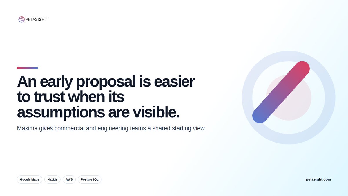 PetaSight's tweet photo. An early proposal is easier to trust when its assumptions are visible.

A shared truth changes conversations. A commercial team can explain what drove the proposal. An engineer can point to assumptions that needs checking. The next version can begin there instead of recreating. https://t.co/wxKCI40TMj