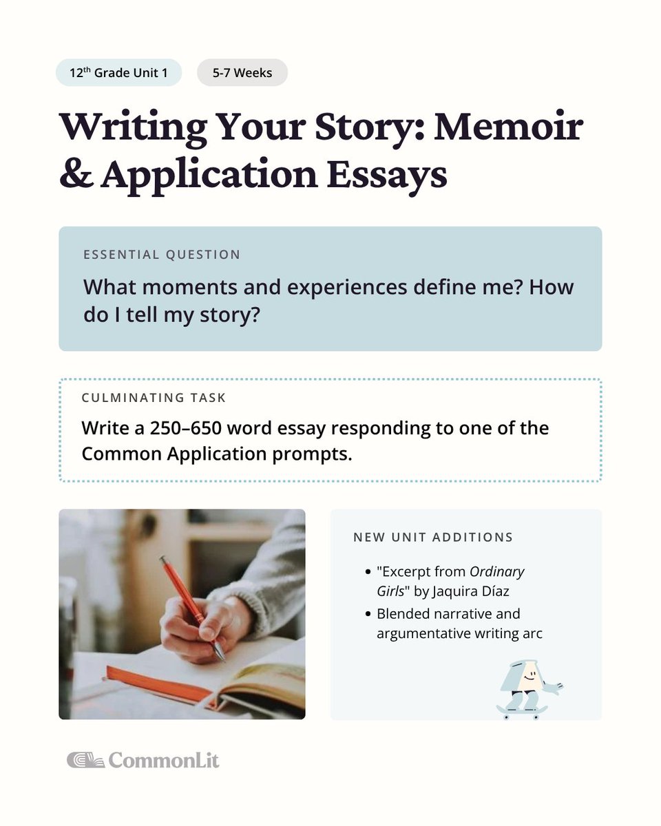 CommonLit's tweet photo. CommonLit 360 is our full-year ELA curriculum for grades 6-12, and four updated Edition 2.0 units for 11th and 12th grade are now live. 🚀

Check out what's new in our The Great Gatsby, The Social Contract, Writing Your Story, and Frankenstein units. https://t.co/nIMZalZkrY https://t.co/yDEK9iStks