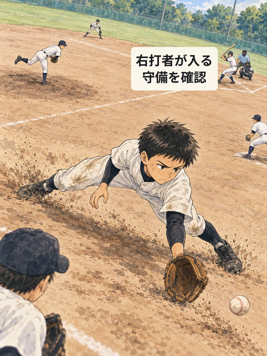 yakyulog_ja's tweet photo. 二塁手が前に出た時、遊撃手が二遊間の空間を半歩だけ埋める守備。App Storeで「野球ログ」を検索。

#少年野球 #草野球 https://t.co/fJ0z4tcIiV